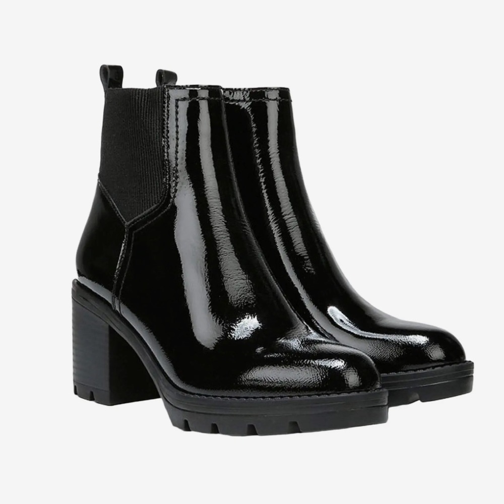 Naturalizer Glossy Black Ankle Booties